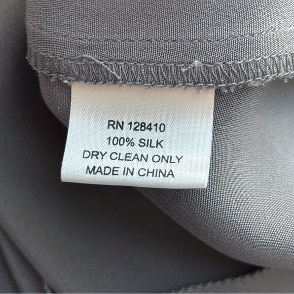 Ann Mashburn Ruffle Silk Blouse XL Grey Long Sleeve - Picture 7 of 8